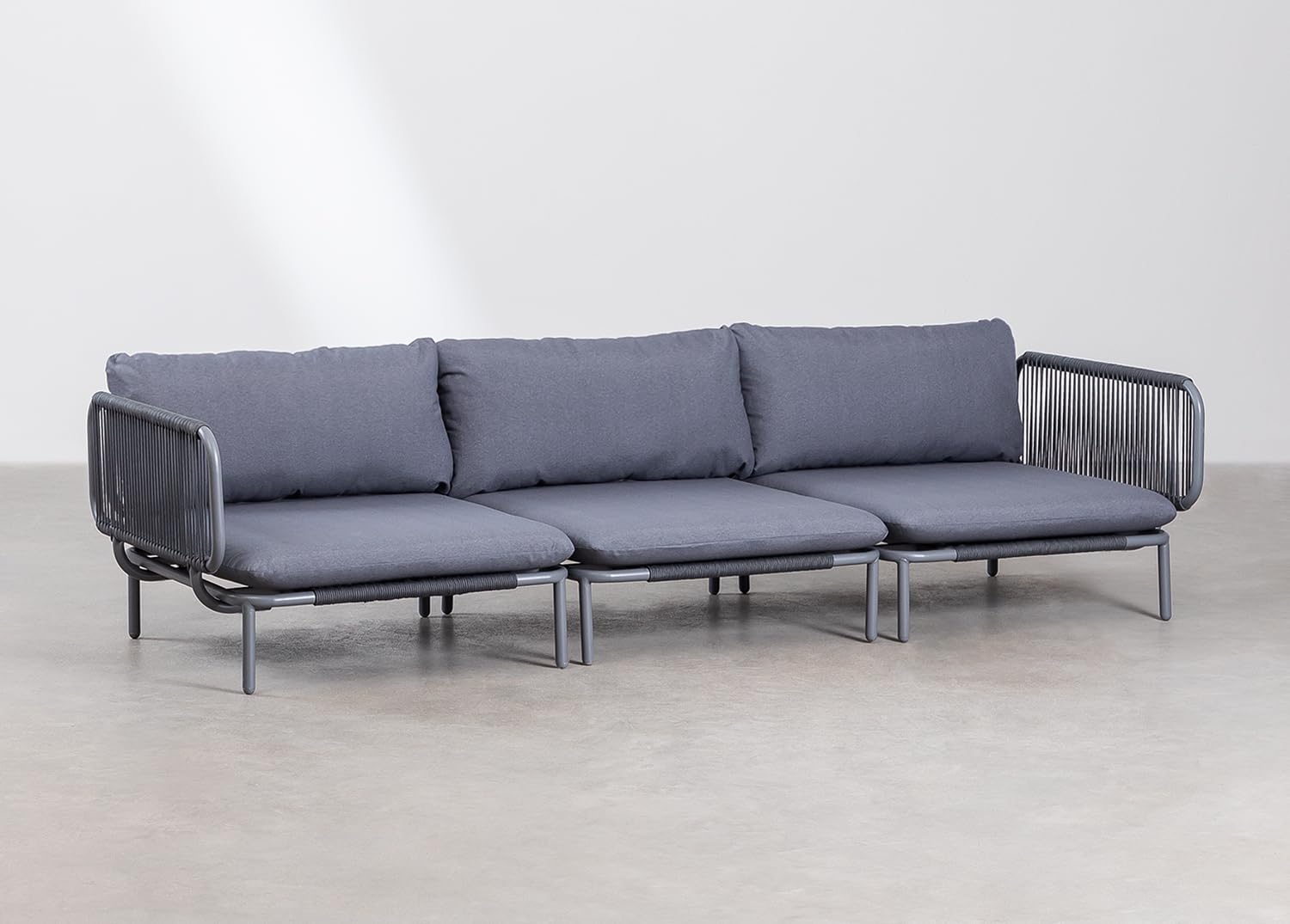Sklum Roubly Style divano giardino modulare 3 pezzi grigio