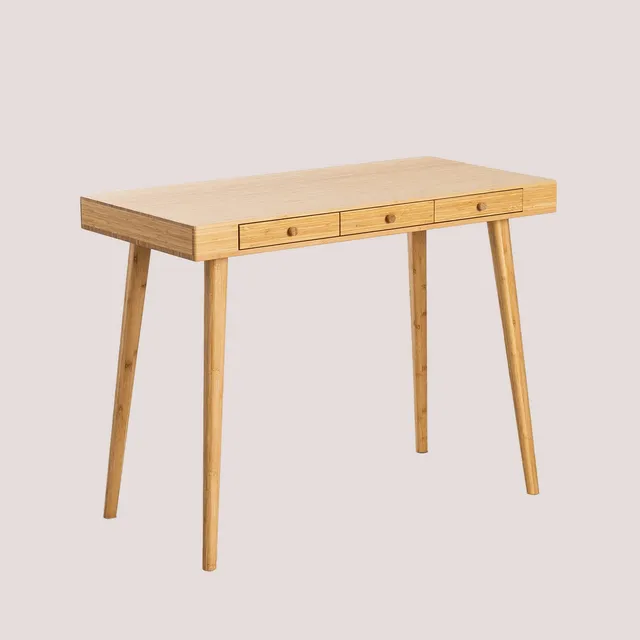 Sklum Takeo scrivania bambù con 3 cassetti 101 cm