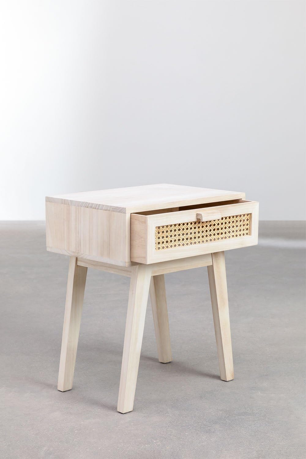 Sklum Ralik Design Comodino Legno con Cassetto Rattan