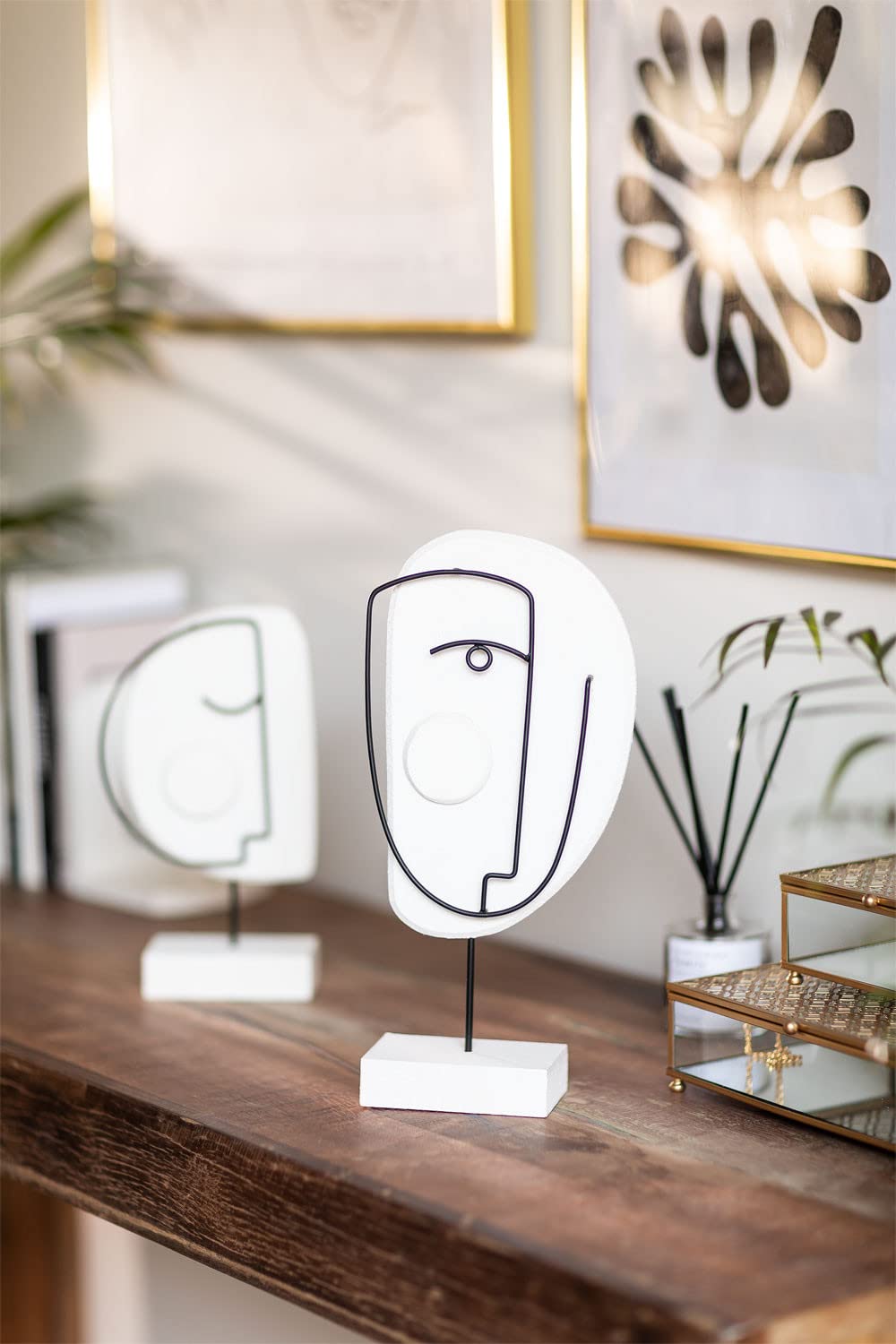Sklum Eudor Figura Decorativa Bianco Nero 30 cm in MDF