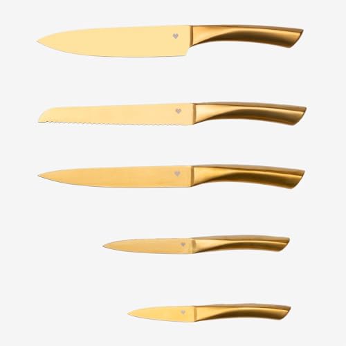 Sklum Livy Set Coltelli Cucina 5 Pezzi Dorati