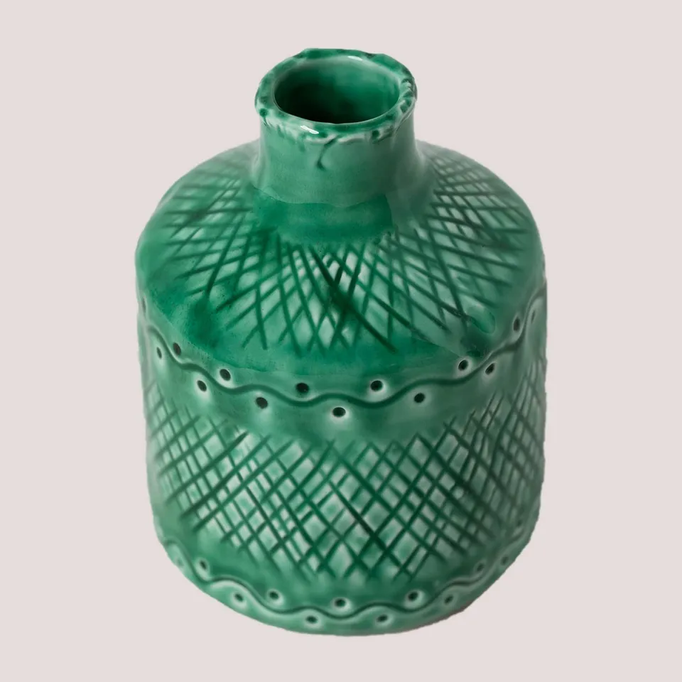 Sklum Ayon vaso decorativo ceramica verde smeraldo 16 cm