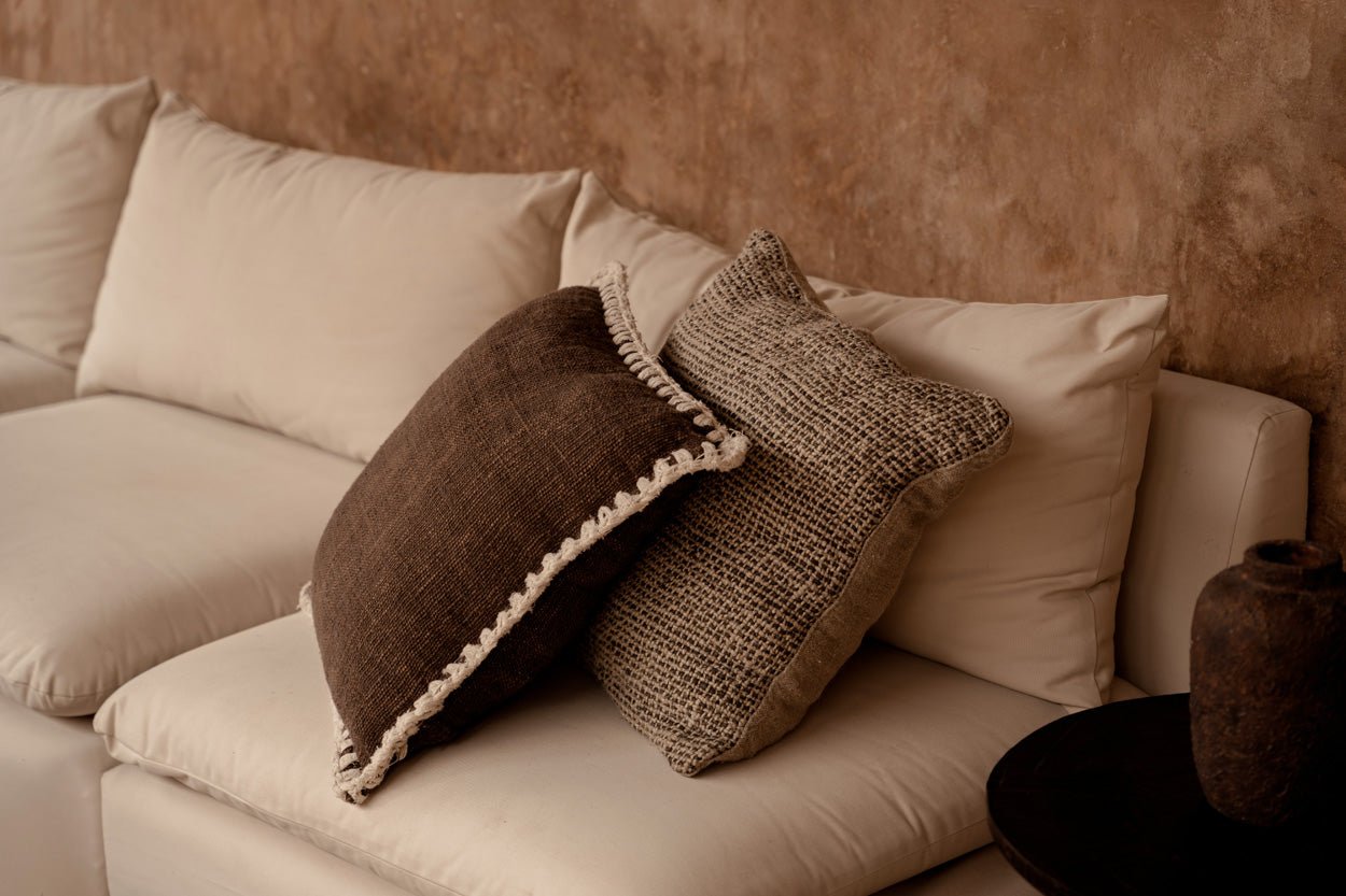 Bambua Linen Grain federa cuscino Natural Black lino