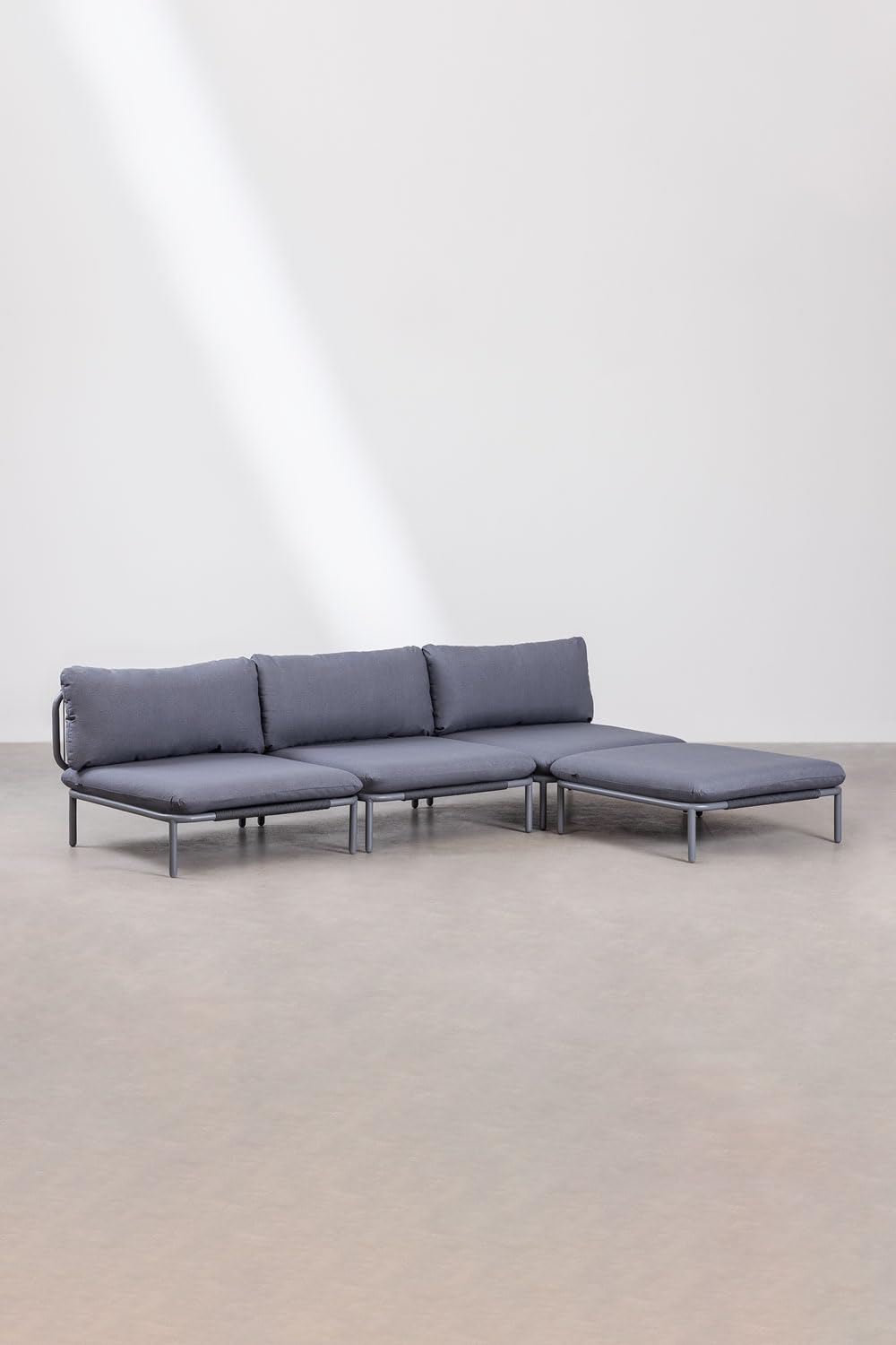 Sklum Roubly Style divano giardino modulare 3 pezzi+pouf antracite