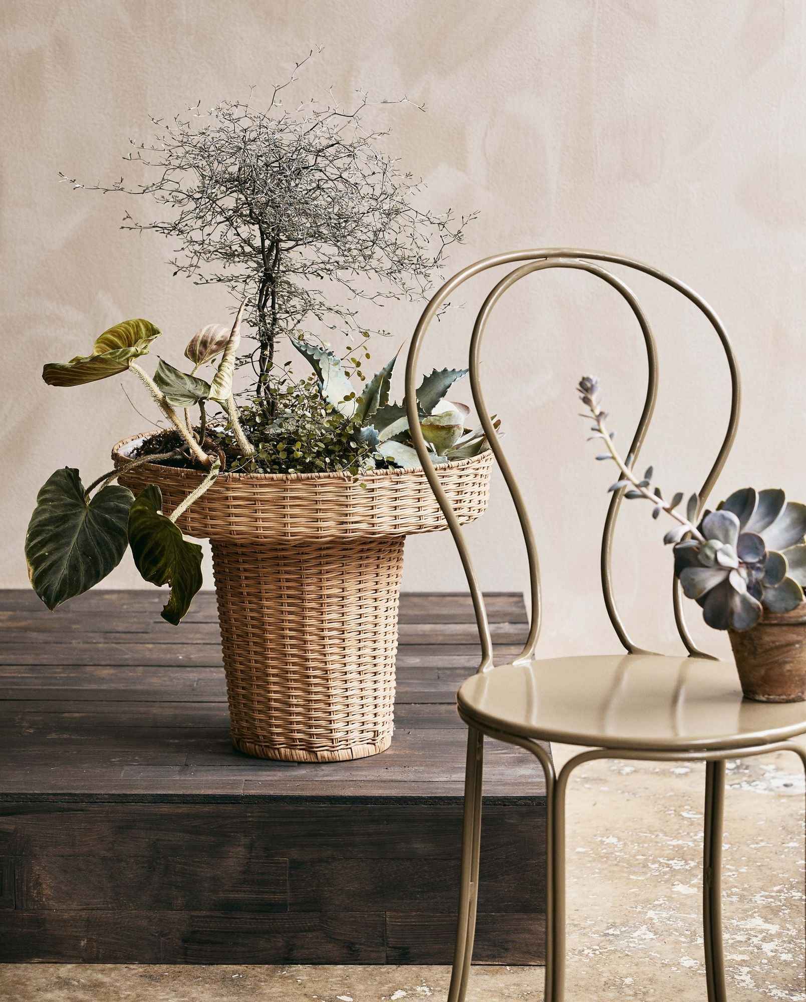 Bambua Laurie portavaso alto rattan nature