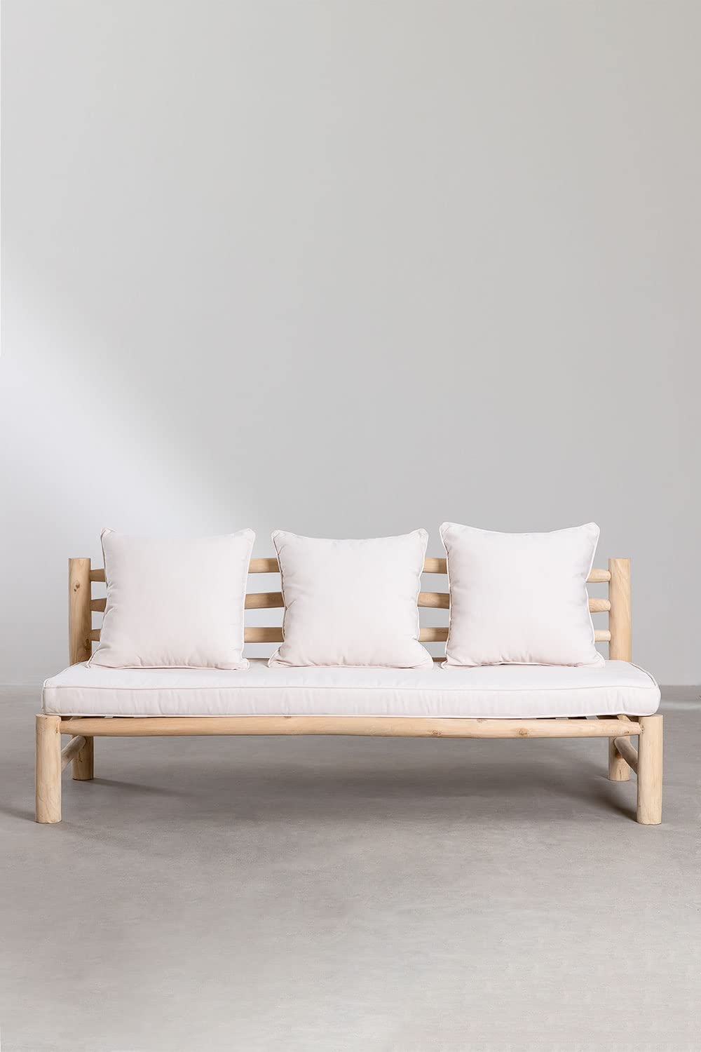 Sklum Nabila divano 3 posti in teak e tessuto sfoderabile 180 cm