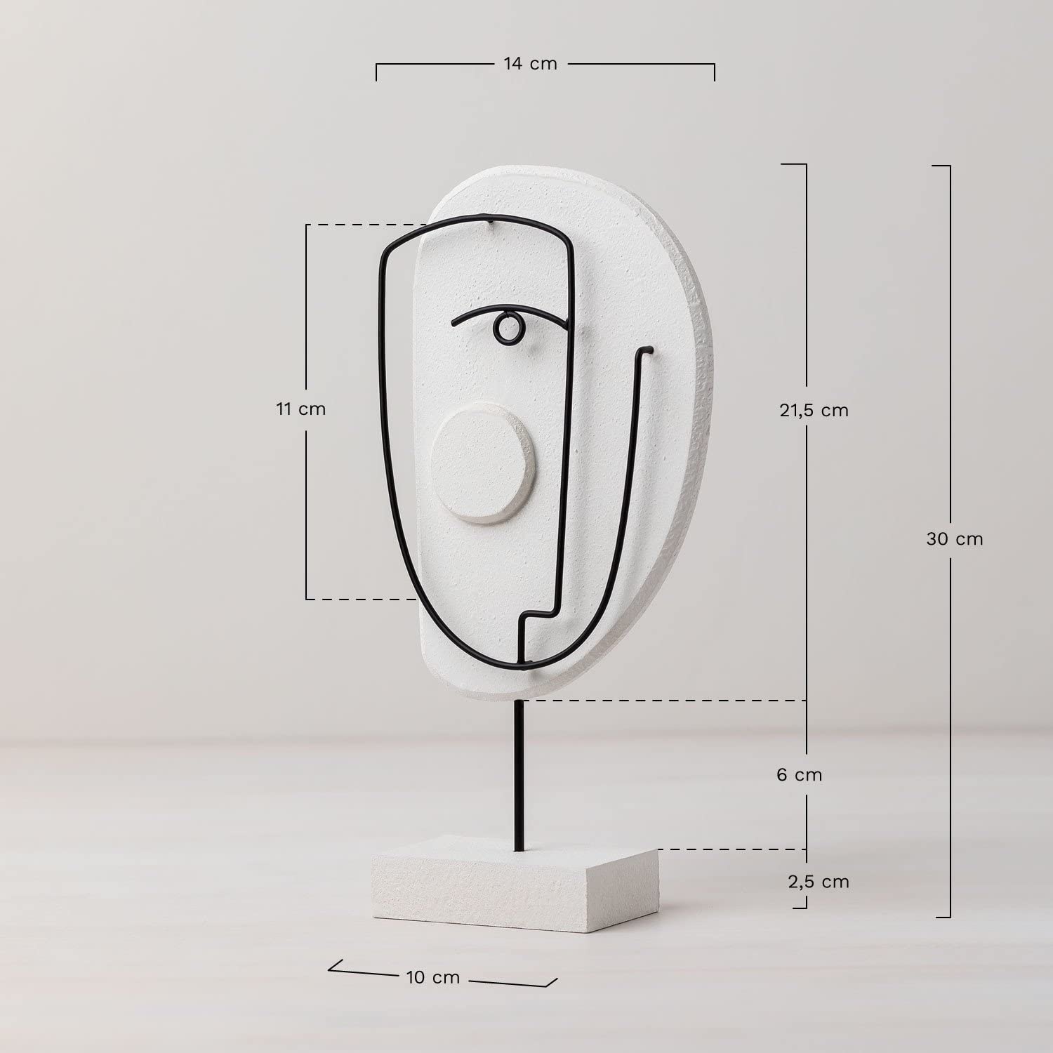 Sklum Eudor Figura Decorativa Bianco Nero 30 cm in MDF