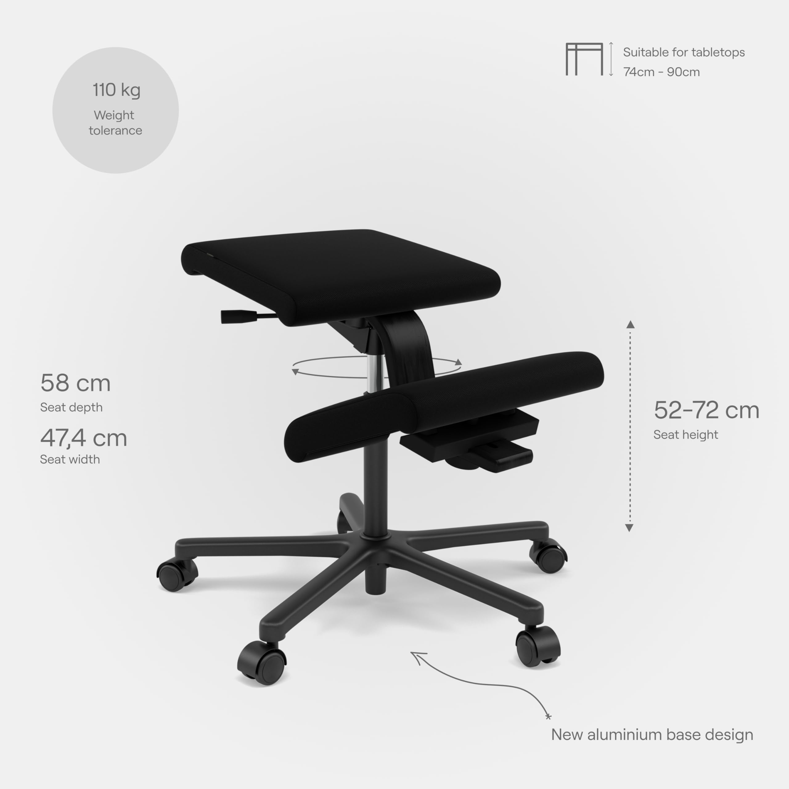 Varier Wing sedia ergonomica con ruote ginocchia