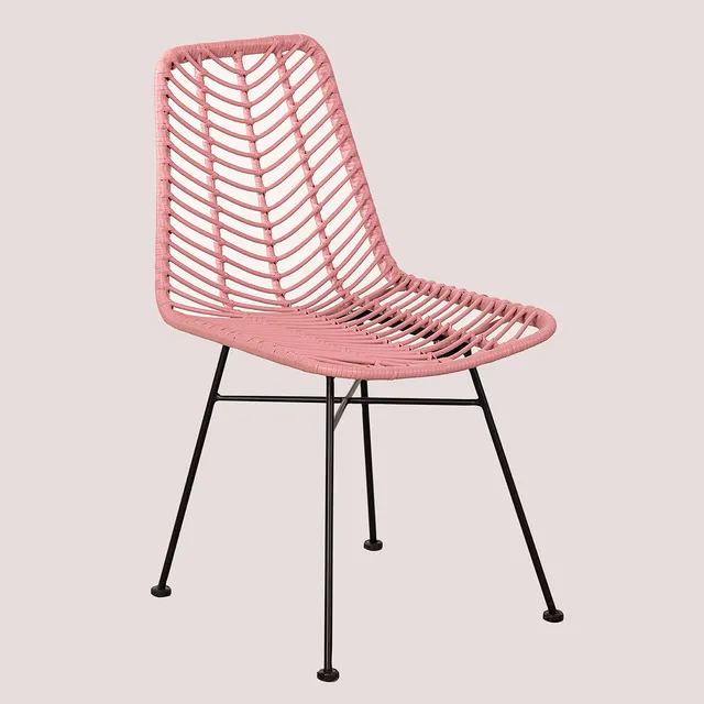 Sklum Gouda Colors sedia da pranzo rattan rosa peonia nero