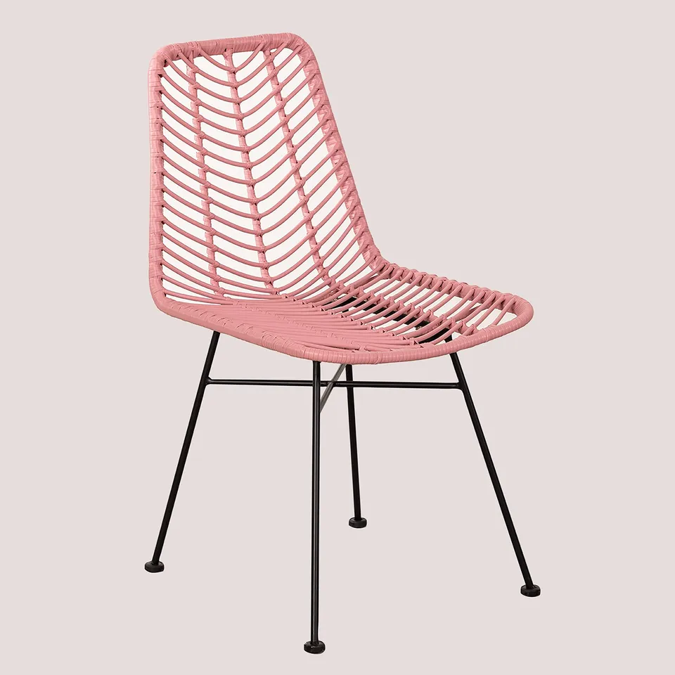 Sklum Gouda Colors sedia da pranzo rattan rosa peonia nero