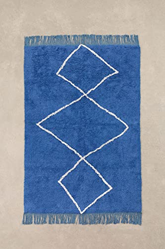Sklum Vlü tappeto in cotone 204x125 cm blu niagara