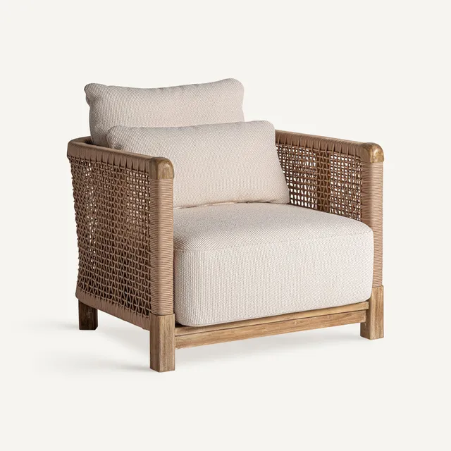 Bambua Trena poltrona teak crema da esterno