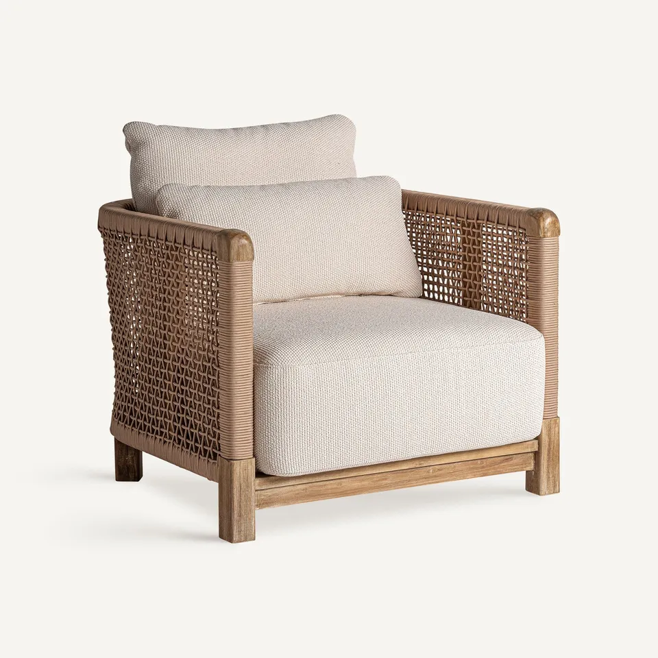 Bambua Trena poltrona teak crema da esterno