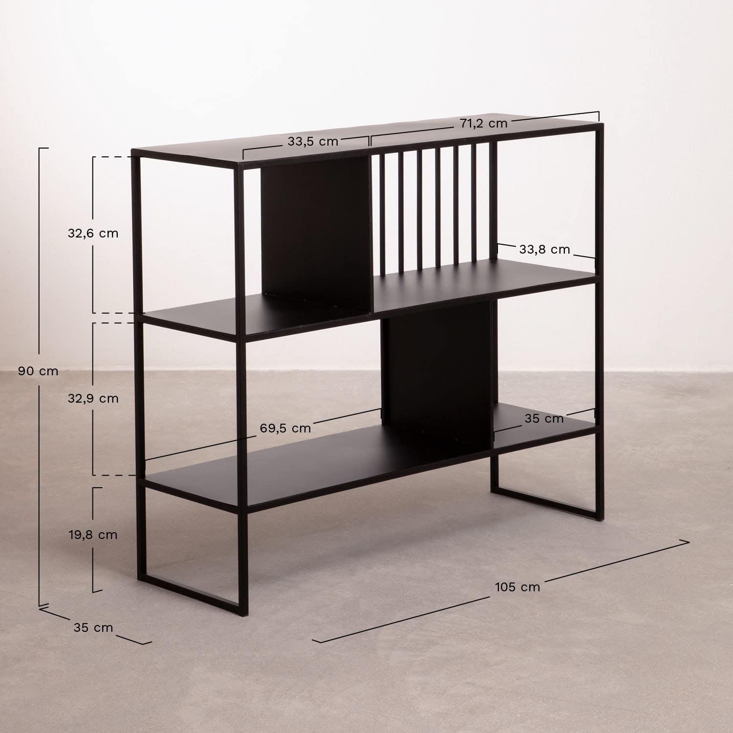 Sklum Elei Libreria Industrial 105 cm Ferro Nero