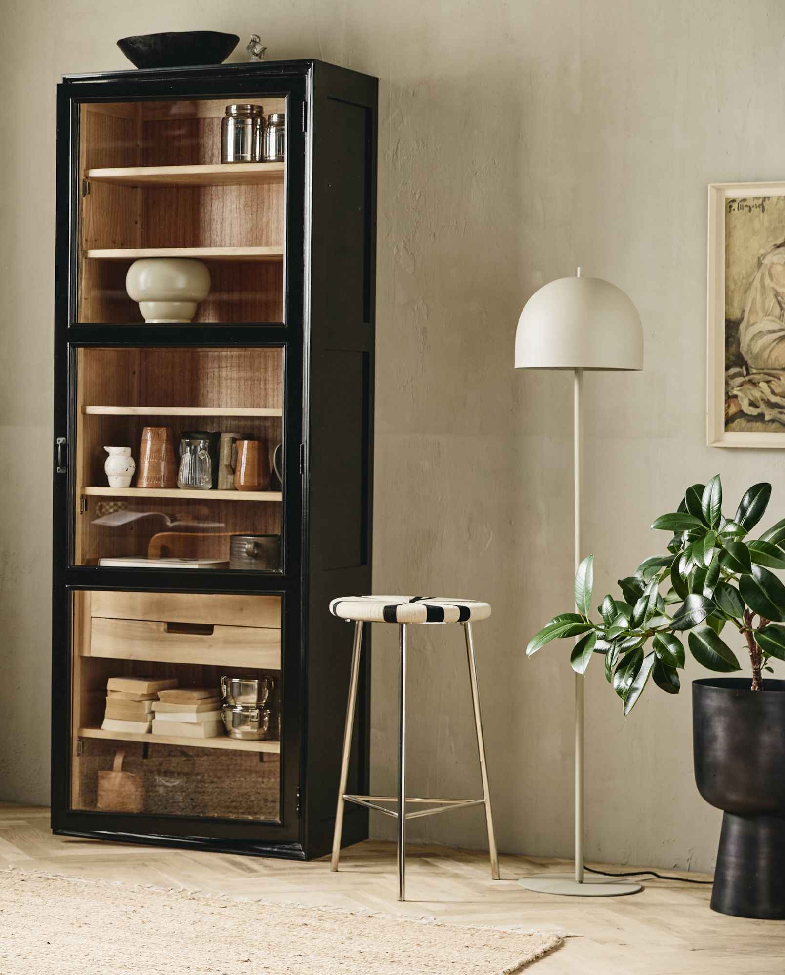 Bambua Glow lampada da terra ferro beige opaco