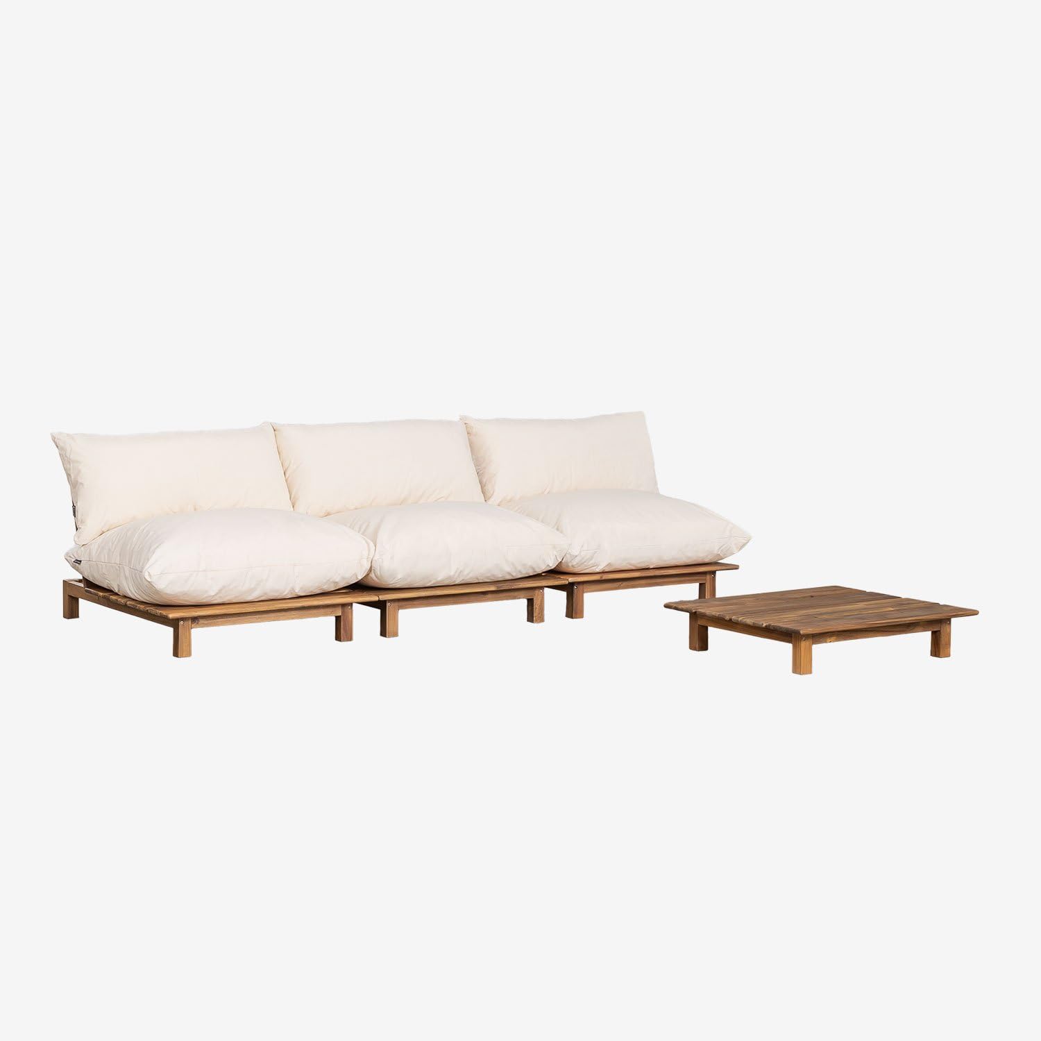 Sklum Brina 3 Pezzi con Tavolino Divano in acacia
