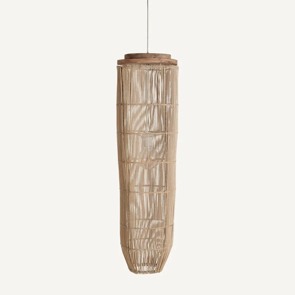 Bambua Kusse L lampadario in rattan naturale