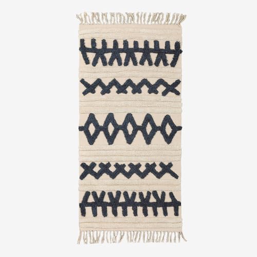 Sklum Belin Tappeto in Cotone Bianco Nero 160x70 cm