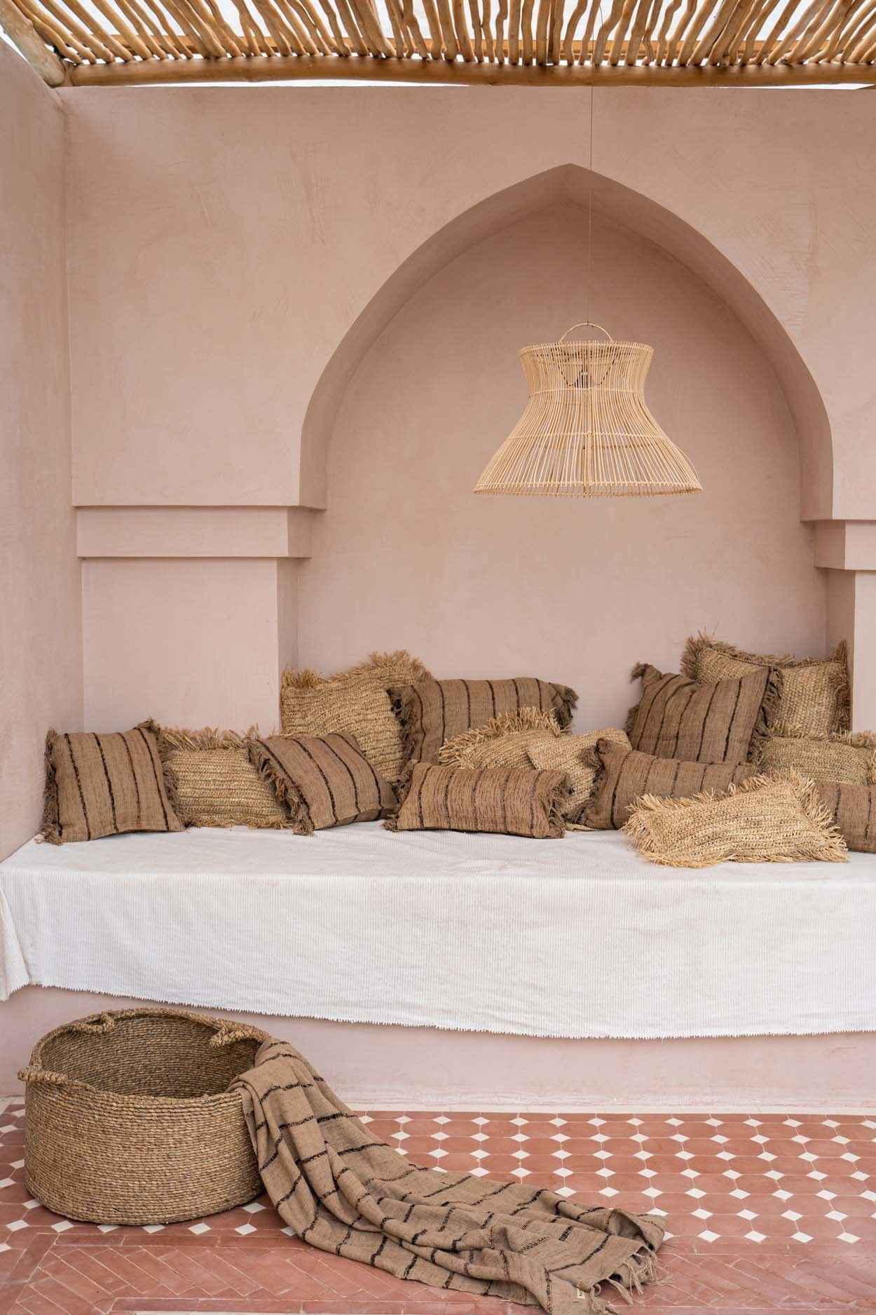 Bambua S'il Vous plaid beige nero in cotone