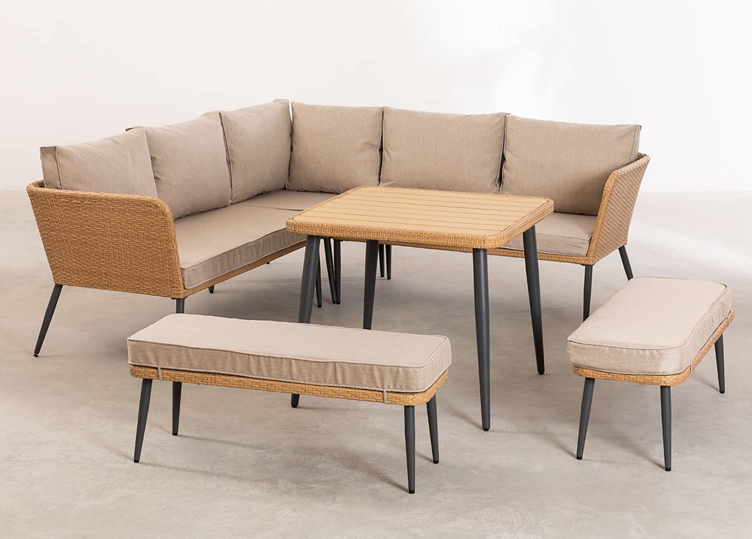Sklum Kylor set giardino marrone naturale 6 pezzi