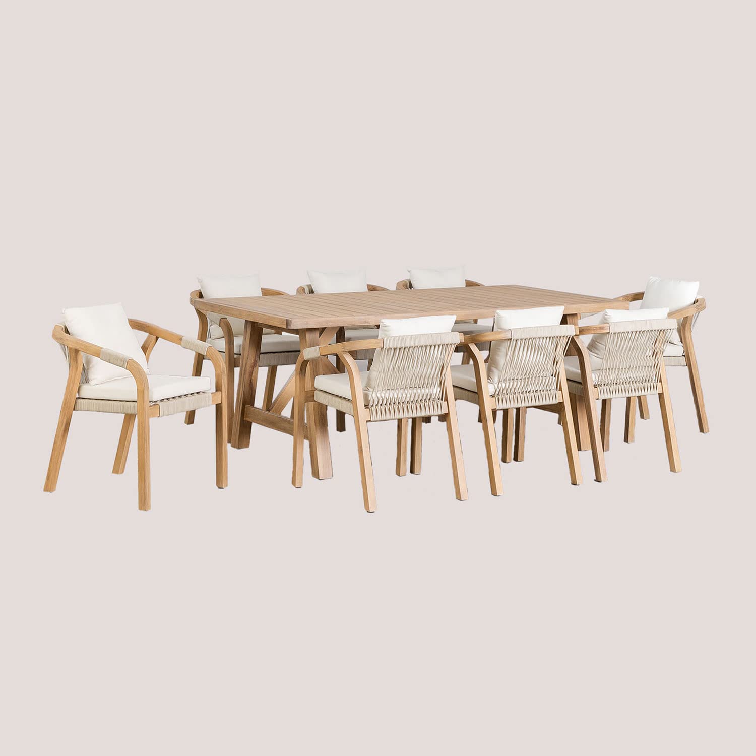Sklum Dubai Set Giardino Tavolo 200x100 + 8 Sedie Acacia