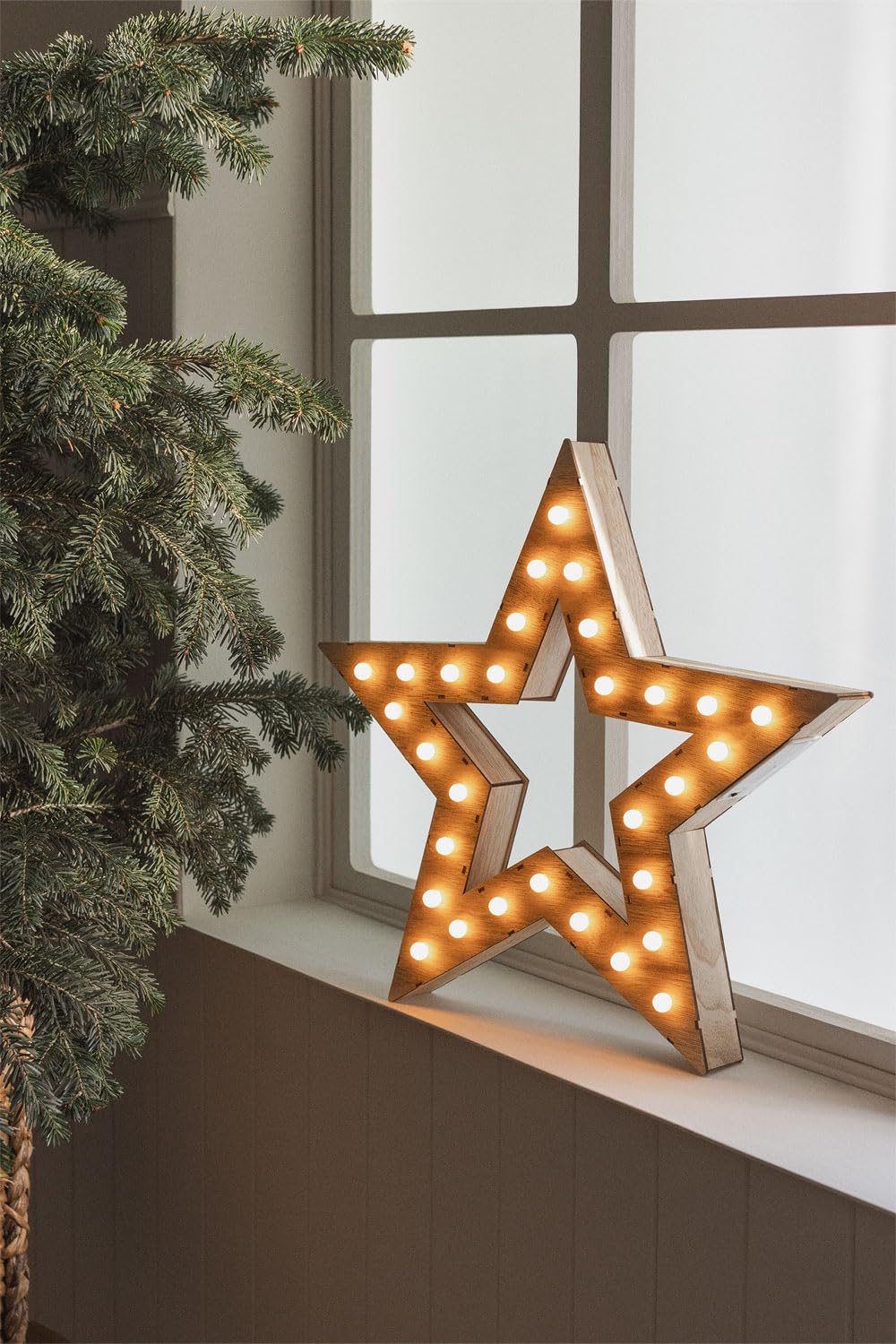 Sklum Luzi Style Figura decorativa in legno con 30 LED