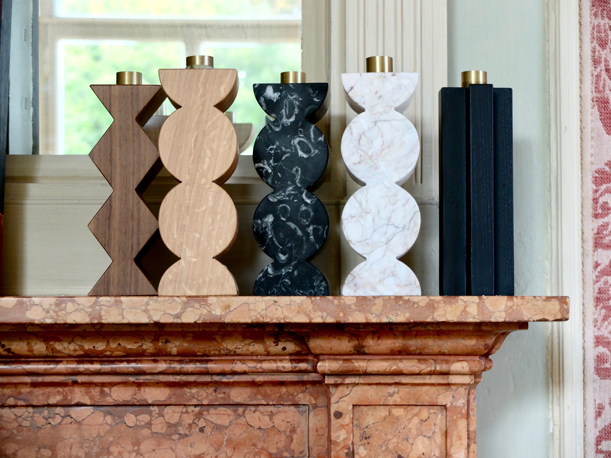 Colé Constantin set portacandele legno ottone