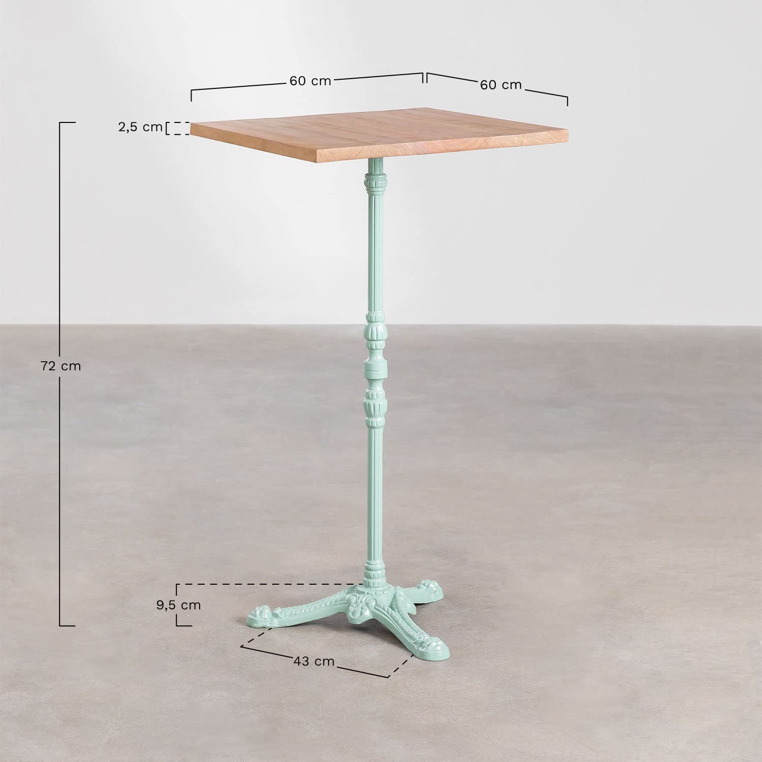Sklum Vienna Grigio Tavolo Alto Quadrato 60 cm