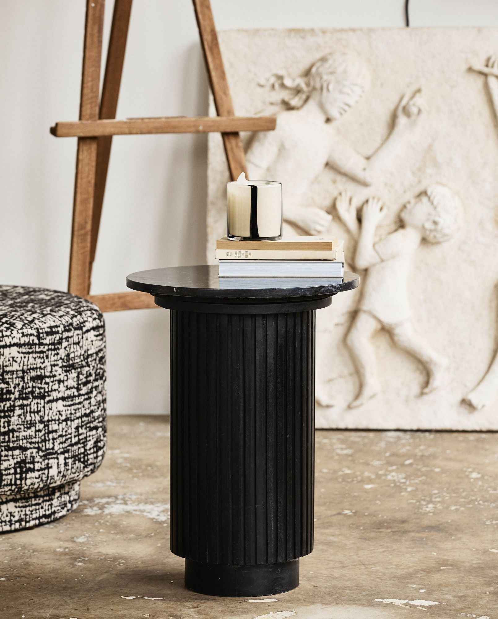 Bambua Erie tavolino rotondo marmo nero