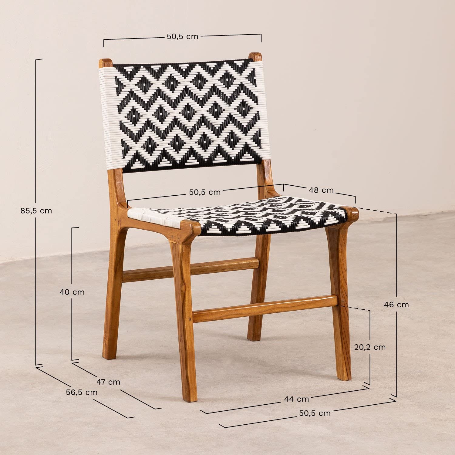 Sklum Vana sedia giardino teak e rattan naturale