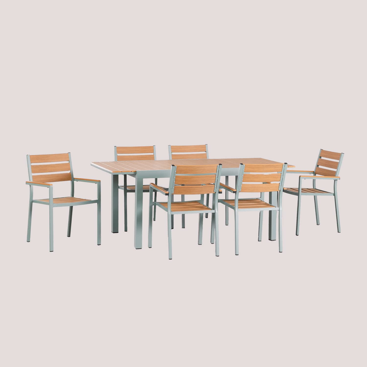 Sklum Saura 150-197 set tavolo e 6 sedie giardino alluminio