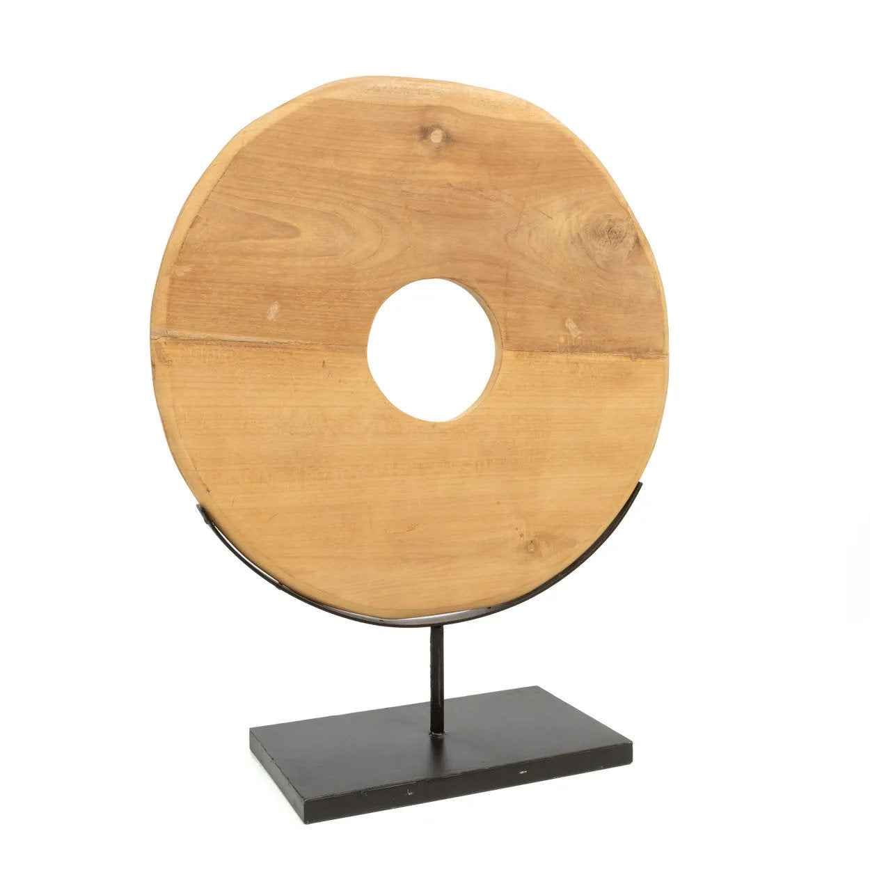 Bambua Teak Disc on Stand scultura legno L