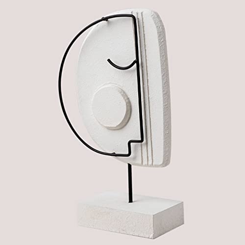 Sklum Adara Figura Decorativa Bianco Nero MDF Viso