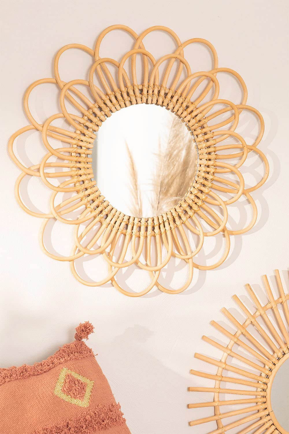 Sklum Krayo Specchio Rotondo in Rattan 60 cm Naturale