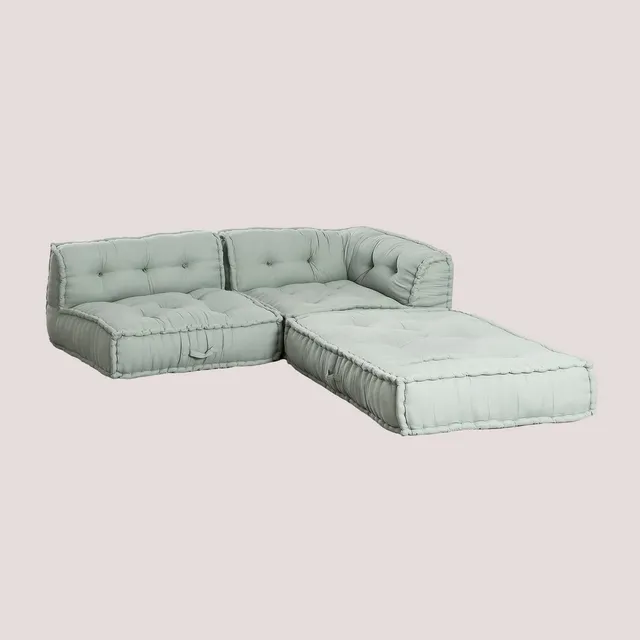 Sklum Dhel pack divano angolare + centrale verde abete cotone