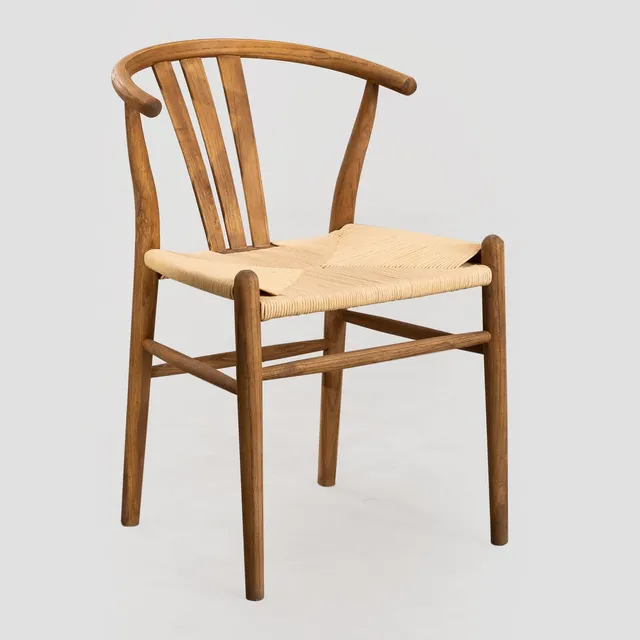 Sklum Uish Retro sedia da pranzo legno scuro corda