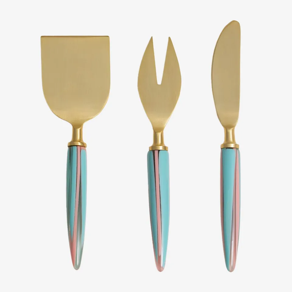 Sklum Matge Set 3 Coltelli Formaggio Dorato Acciaio