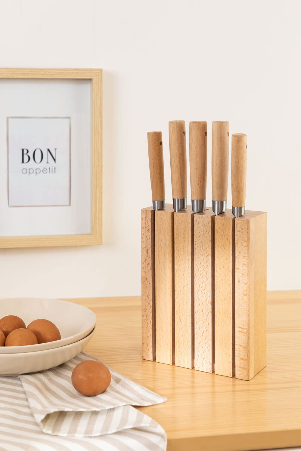 Sklum Datte set coltelli cucina con ceppo in legno