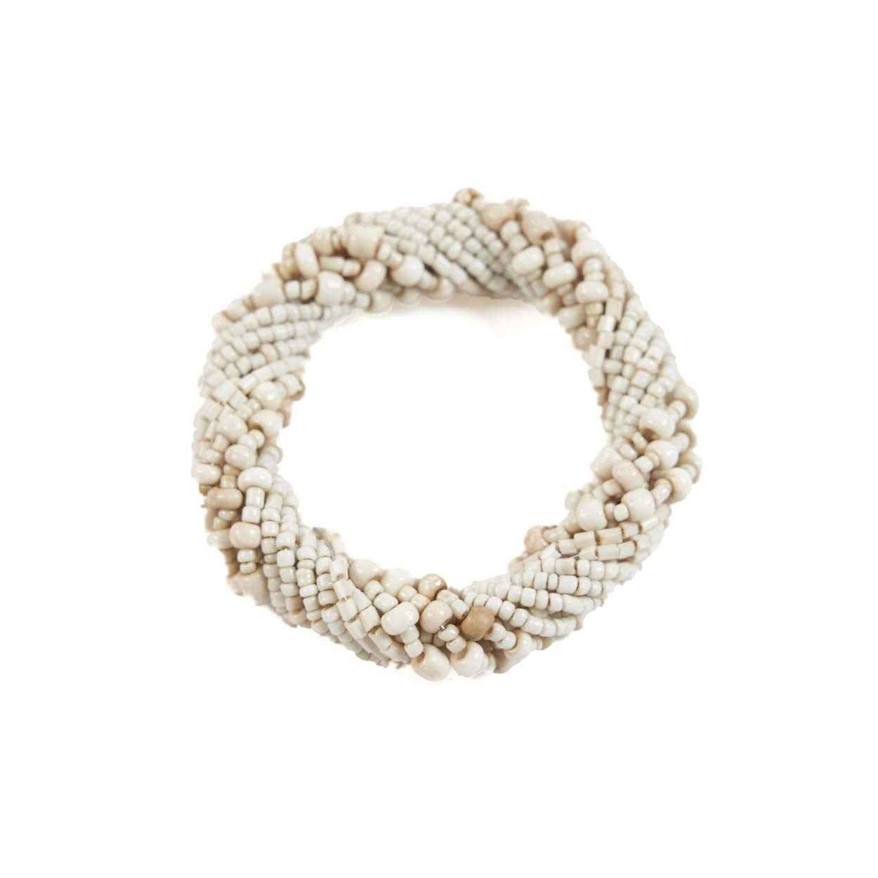 Bambua Beaded portatovaglioli bianchi set 4 pezzi