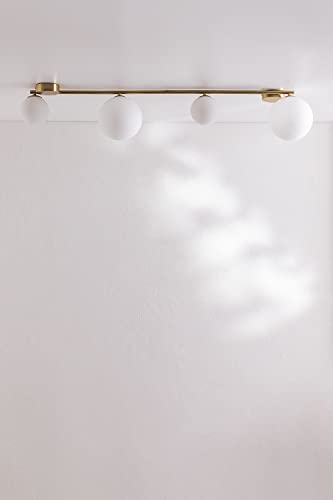Sklum Uvol plafoniera ferro 4 sfere vetro dorata