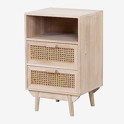 Sklum Ralik comodino alto con contenitore rattan
