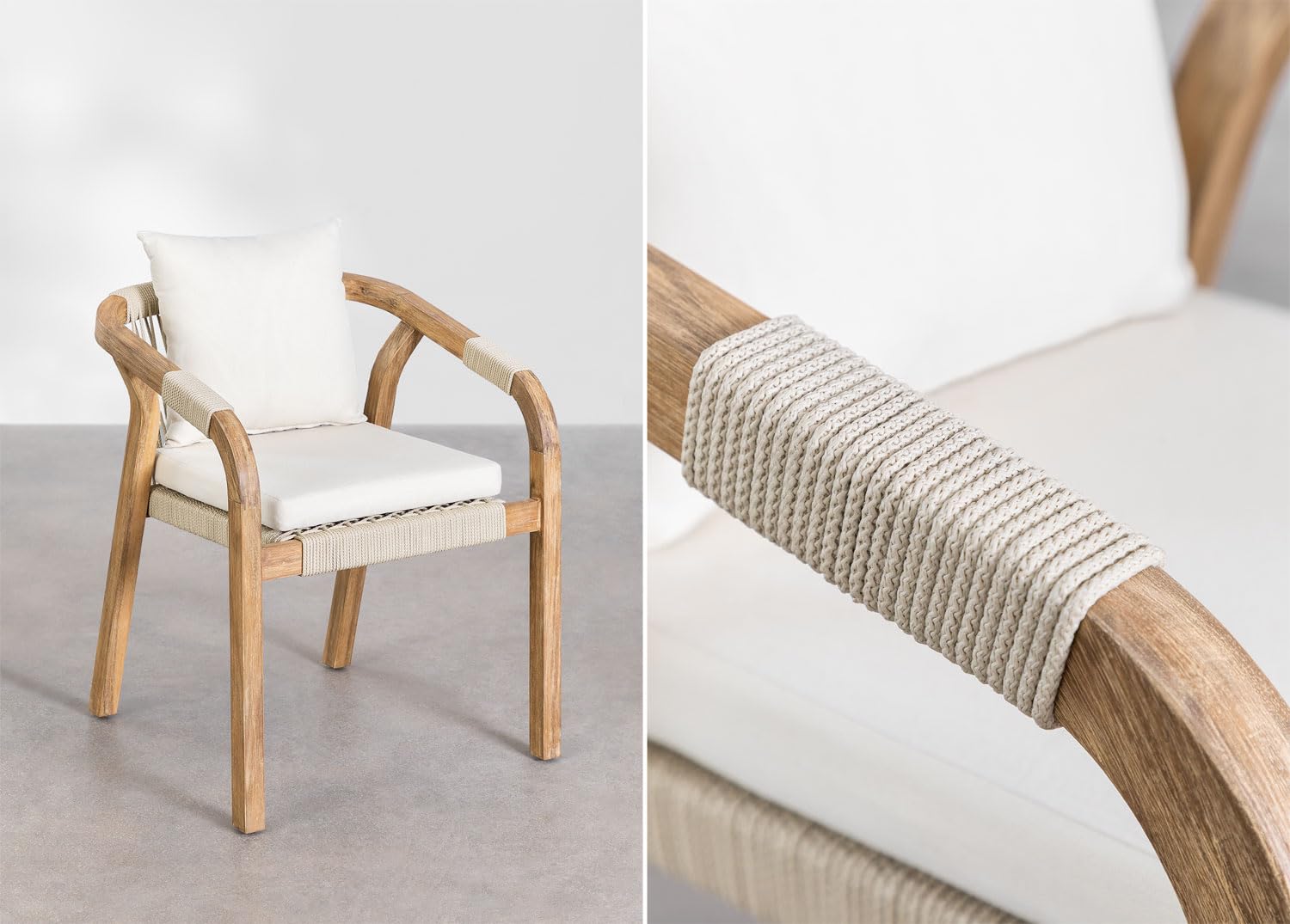 Sklum Dubai sedia da giardino con braccioli in acacia
