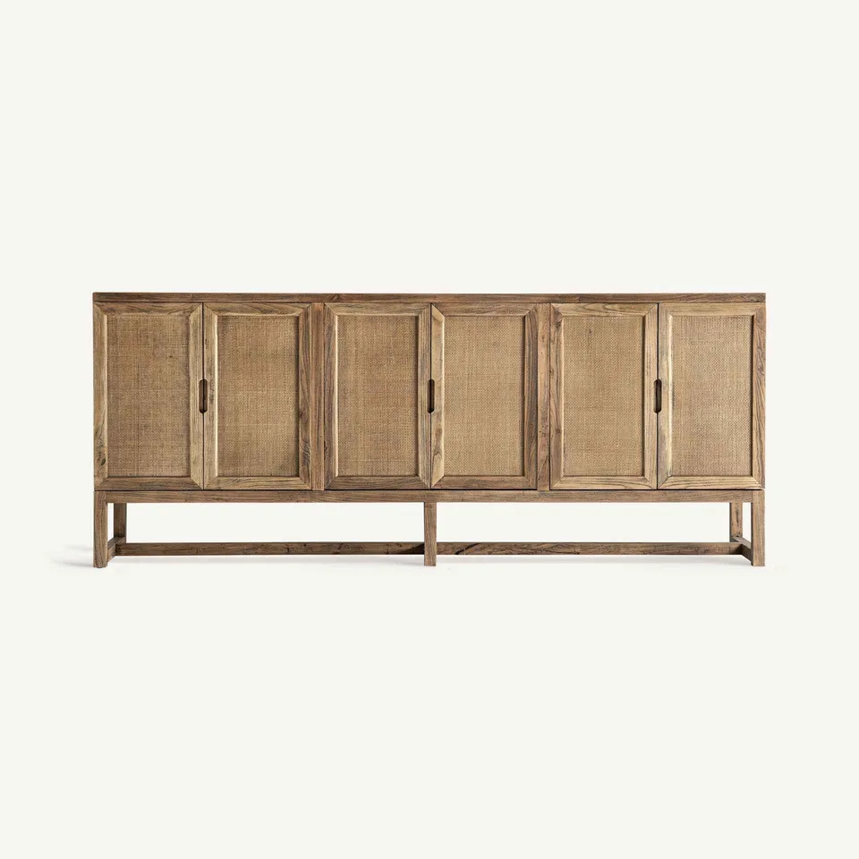 Bambua Byremo credenza 5 ante olmo e rattan
