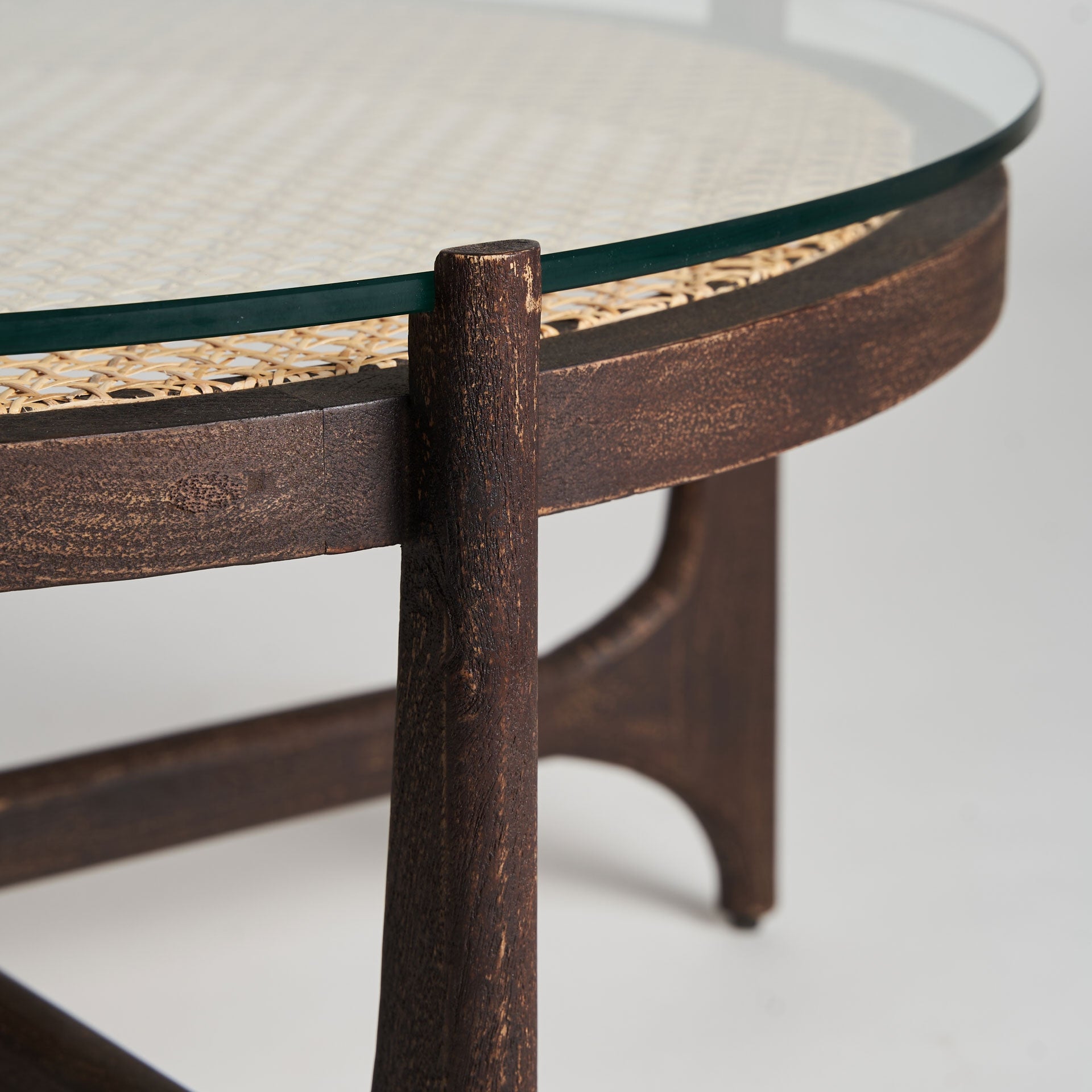 Bambua Nossen tavolino rotondo legno mango vetro rattan