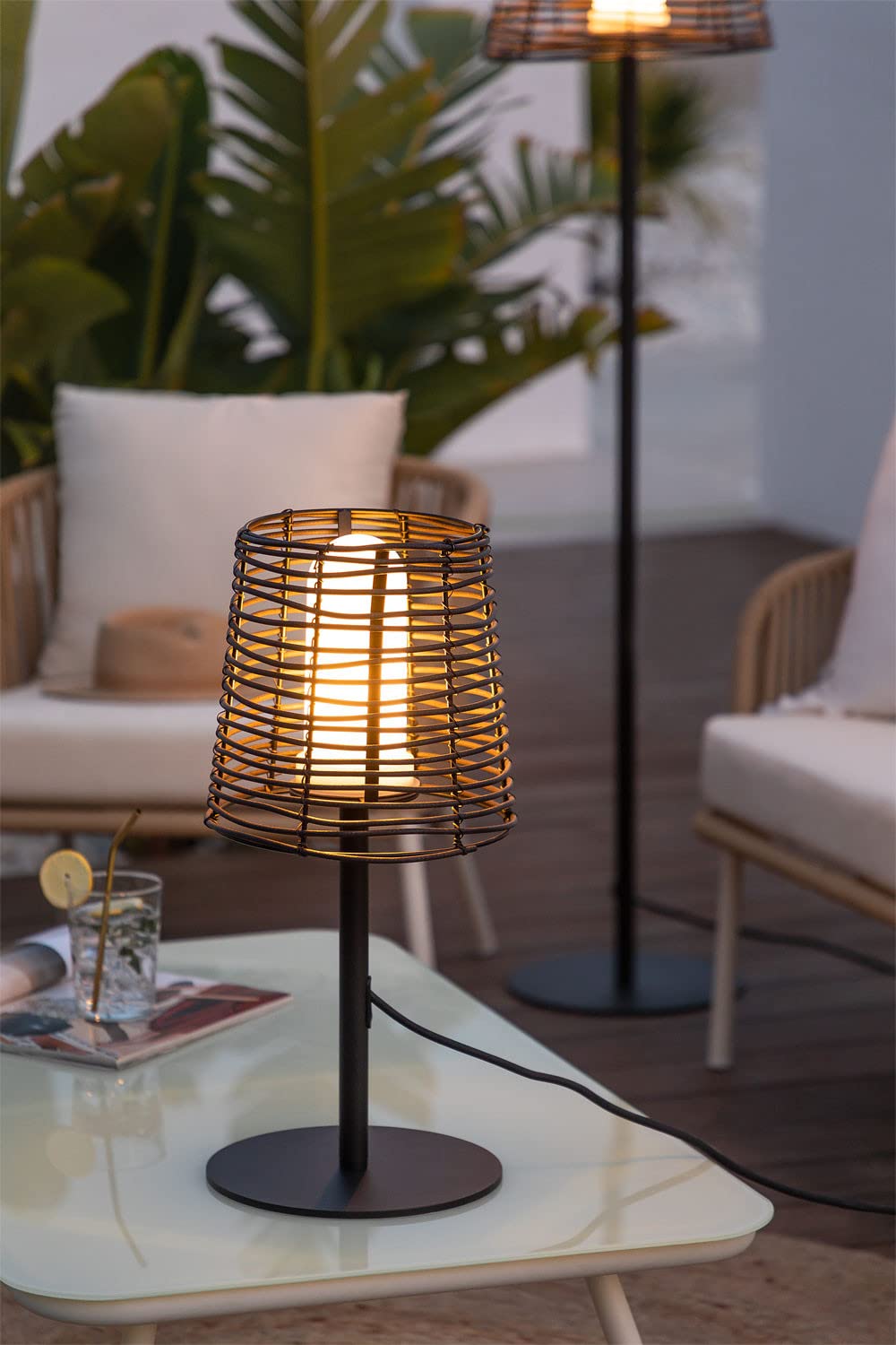 Sklum Bissel lampada da tavolo esterni effetto legno