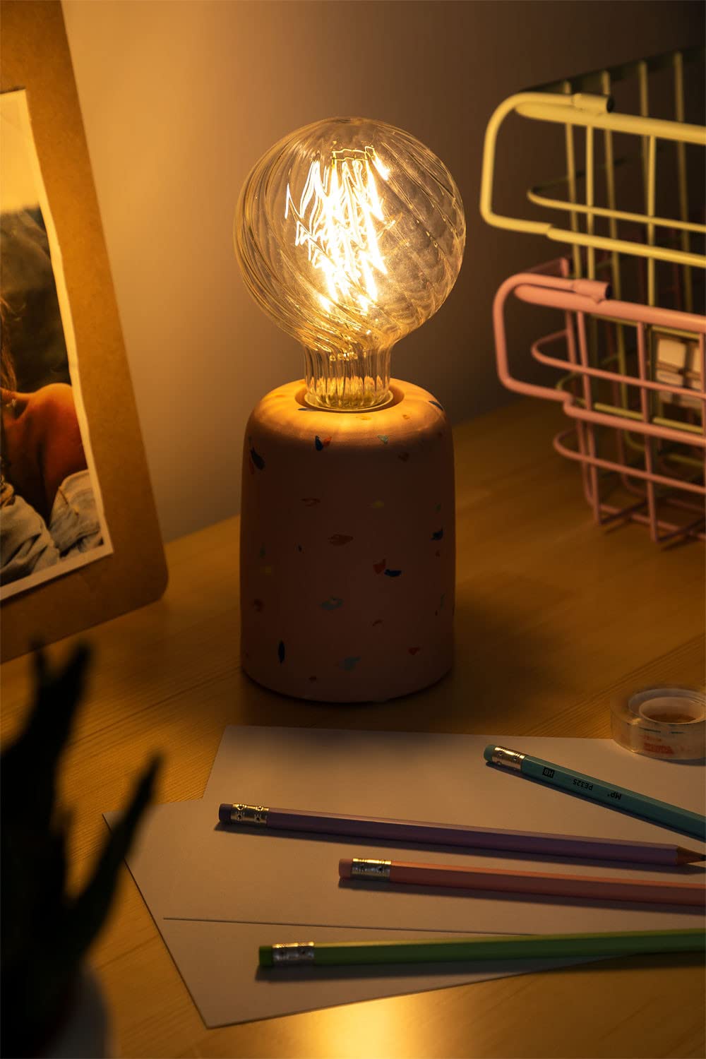 Sklum Queny lampada da tavolo ceramica rosa quarzo E27