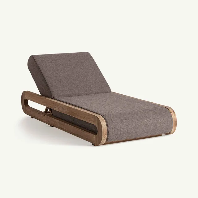 Bambua Corba lettino prendisole in teak tortora