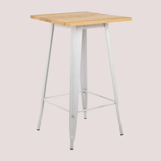Sklum Lix tavolo alto 60x60 cm bianco legno naturale