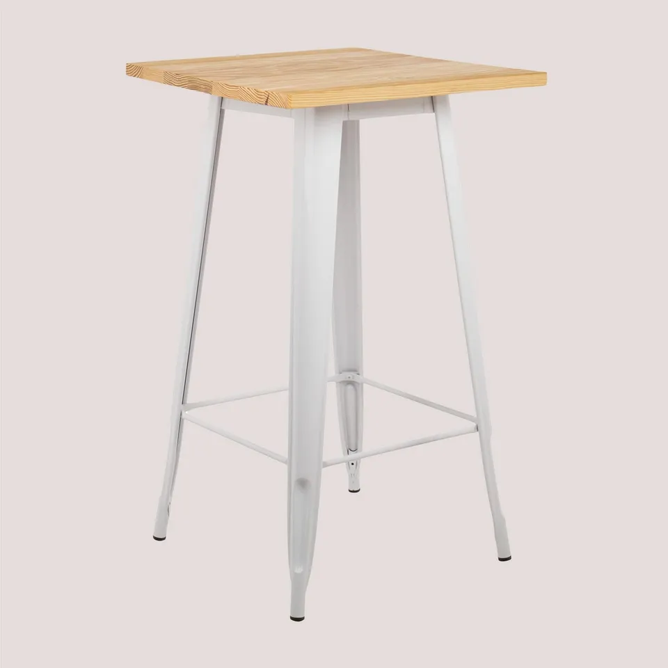 Sklum Lix tavolo alto 60x60 cm bianco legno naturale