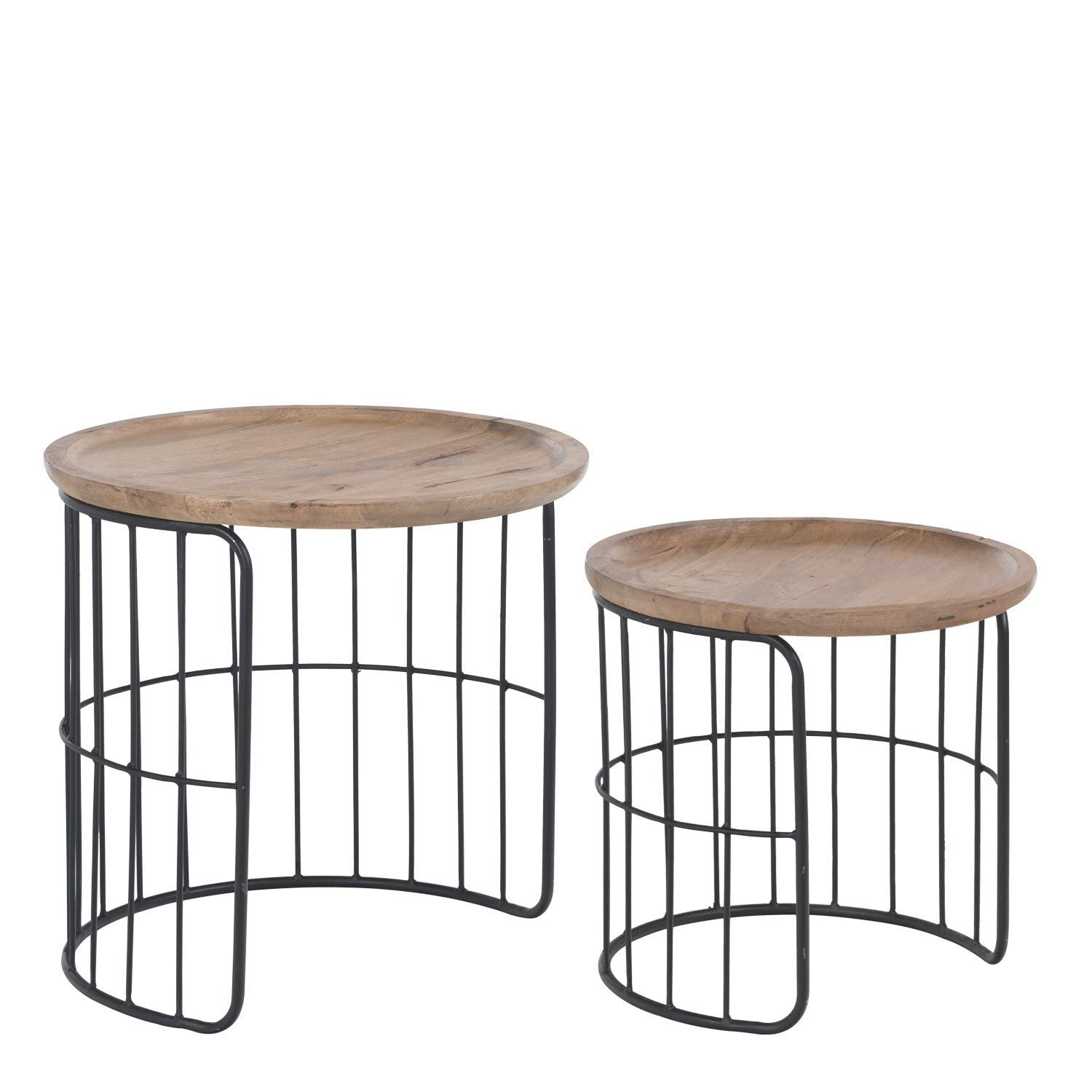 Sklum Ound Style set 2 tavolini impilabili in legno riciclato